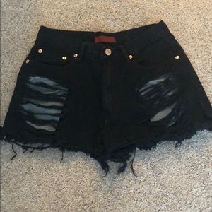 Black jean shorts